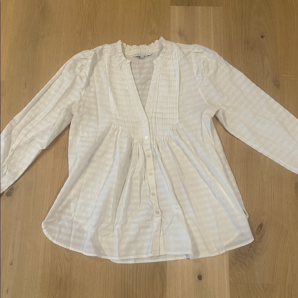The Nines by HATCH Ruffled White Maternity Blouse!